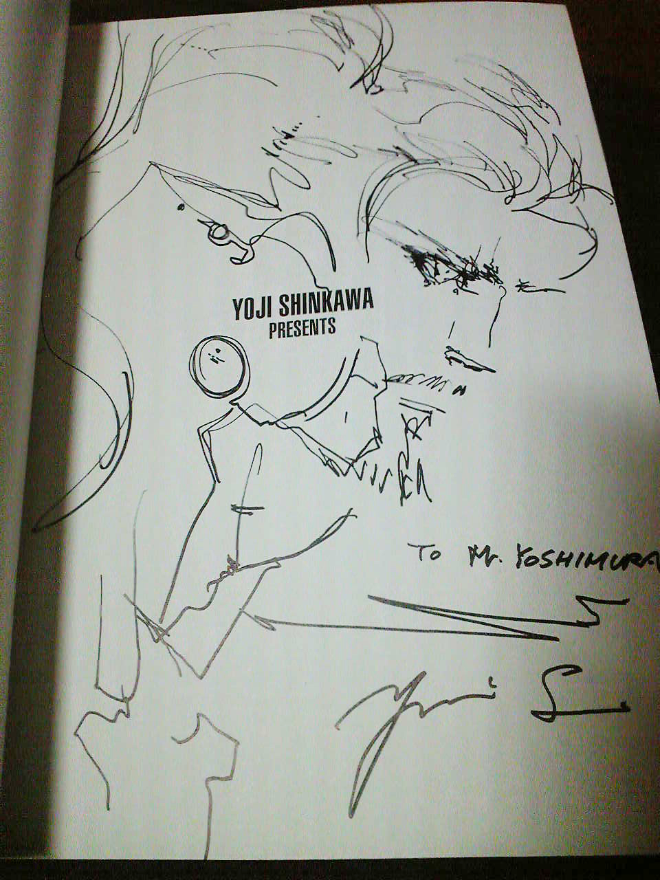 A picture of Sam that Shinkawa-san drew for me in an artbook during our meeting!